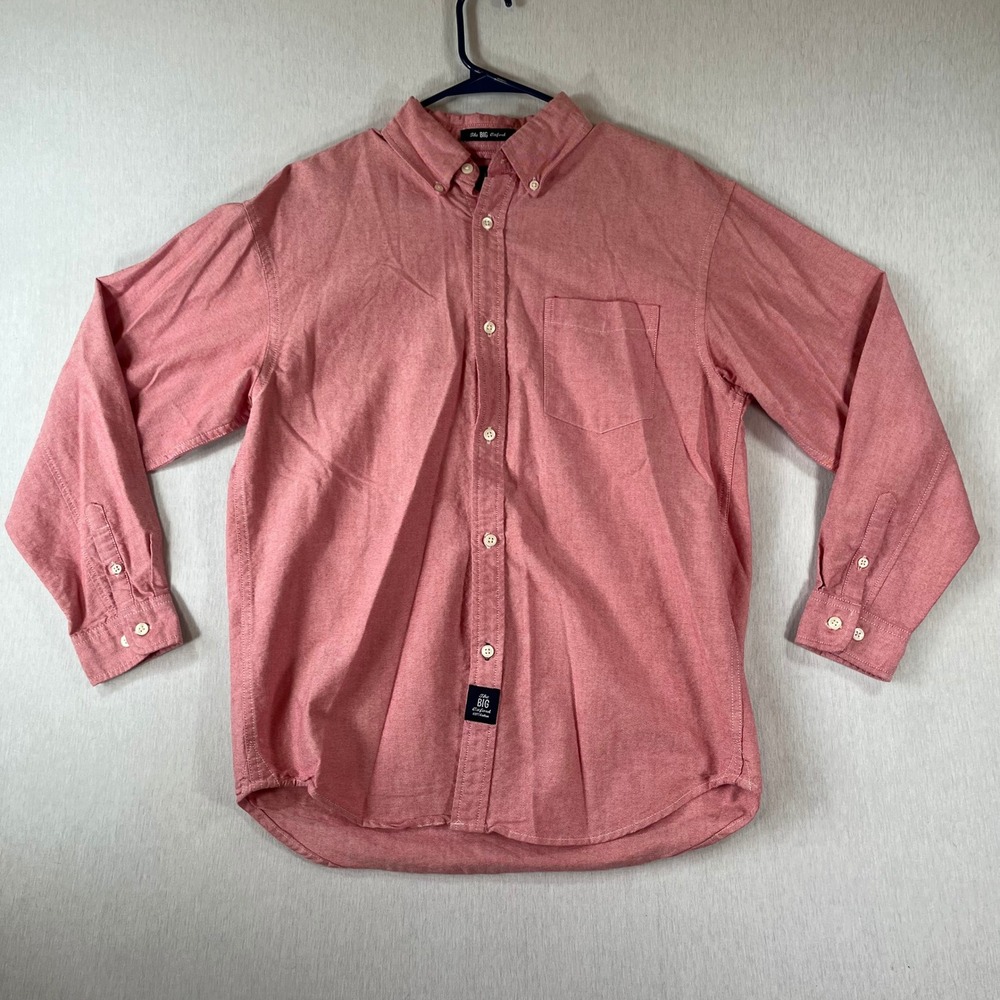 Gap The Big Oxford Shirt Boys XXL 14-16 Red Cotton Long Sleeve Button Down